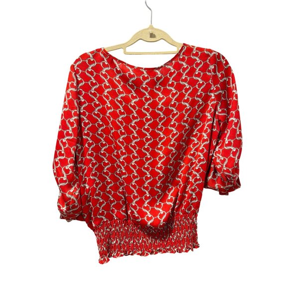 Michael Kors Red Chain Print Blouse Sz M wome blouse - Picture 12 of 12